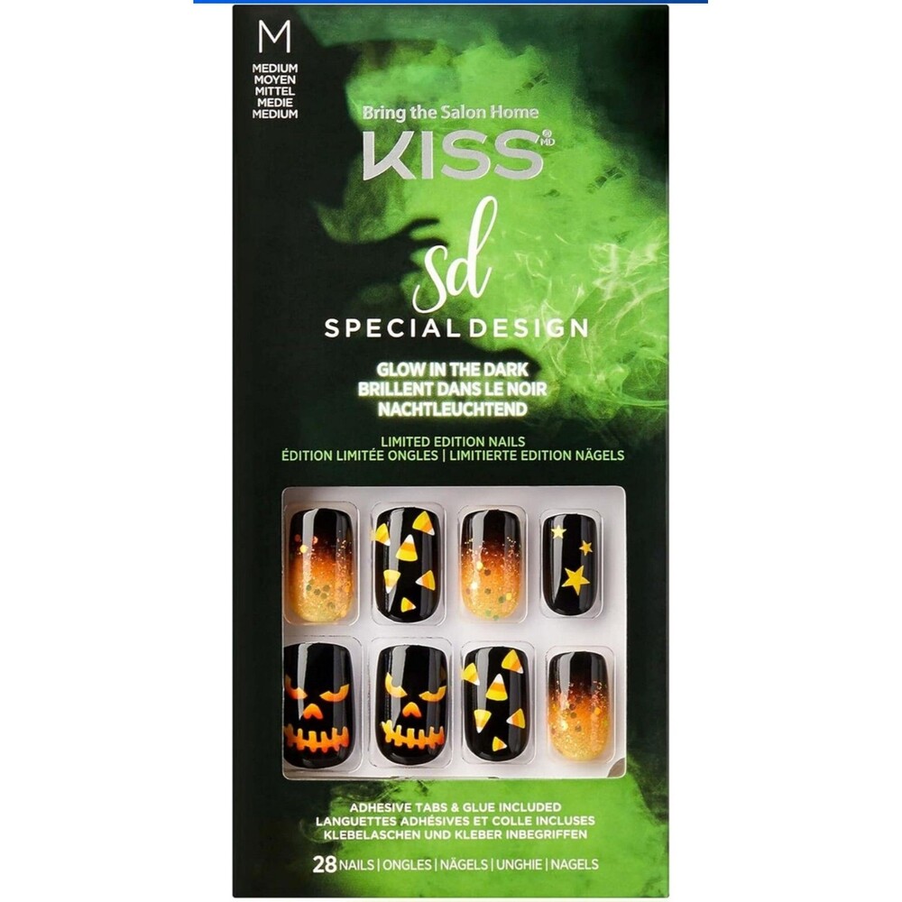 3x Kiss Halloween Special Design Nails Lot Glow Voguish Short Square Candy Corn - Picture 7 of 12